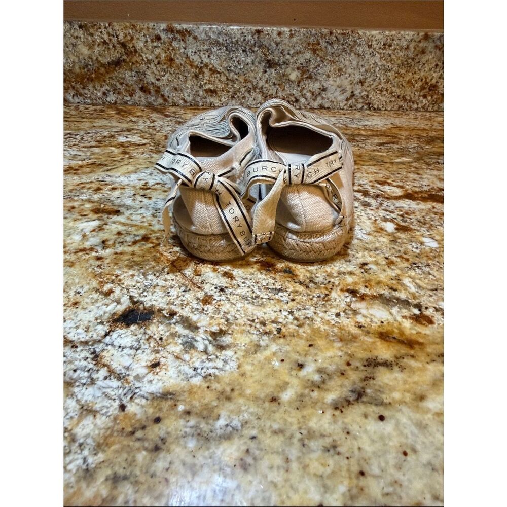 Tory Burch Cream Canvas ribbon espadrilles - Picture 3 of 5